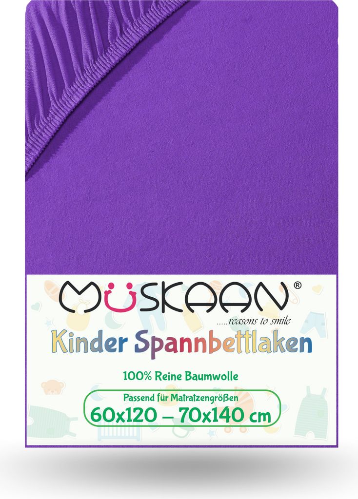 Jersey Kinder Spannbettlaken 60x120 cm - 70x140 cm Violett  Produktbild 
