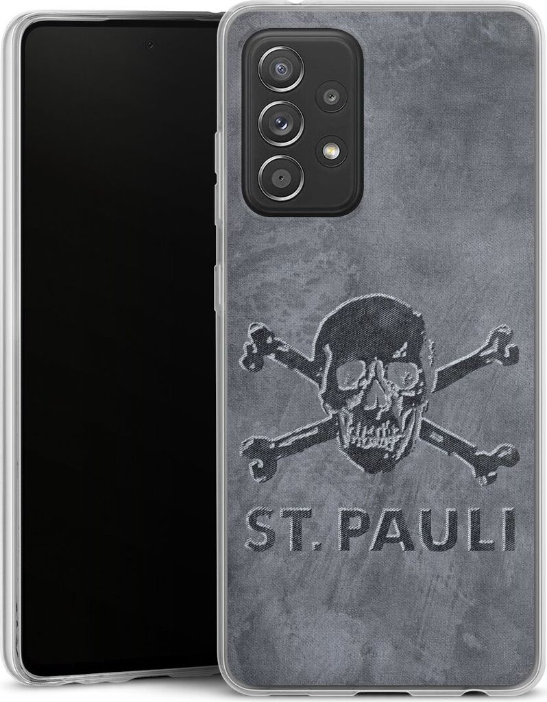 DeinDesign Slim Hülle für Samsung Galaxy A52 5G Silikon Case Ultra Dünn Handyhülle Beton FC St. Pauli Logo