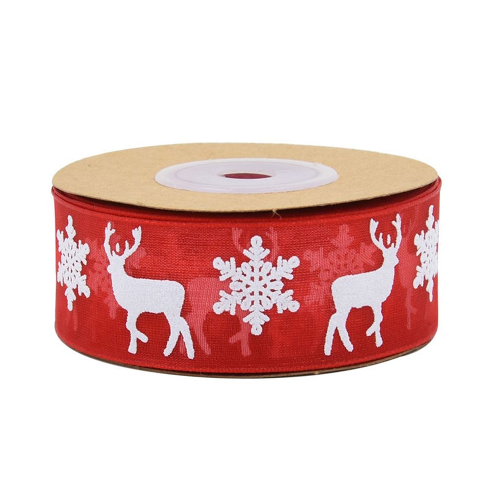 10 m/20 m Weihnachtsband weiße Schneeflocke Elch Dicker antifade, tränenresistente DIY-Geschenkverpackung wiederverwendbarer großer Bogenknoten ...