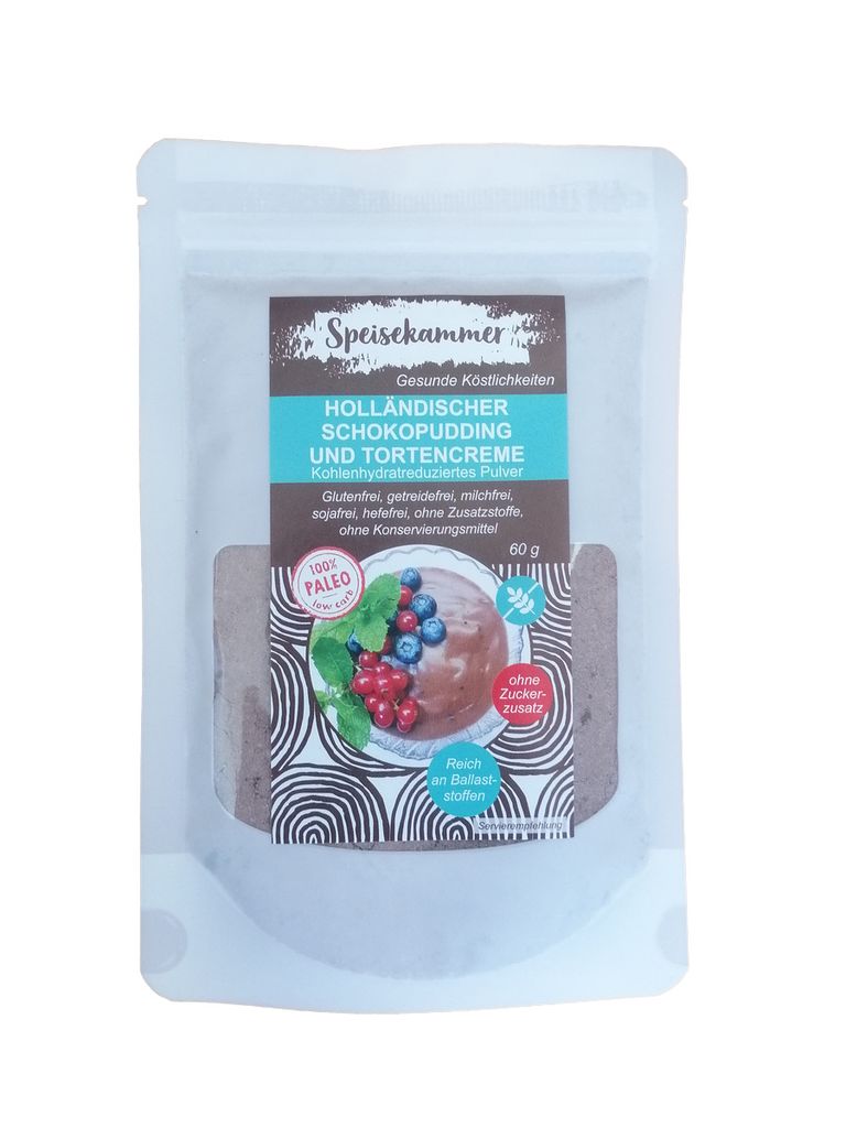 Speisekammer Holländischer Schokopudding und Tortencreme Pulver 60 g / glutenfrei / paleo / ohne Zuckerzusatz / kohlenhydratreduziert