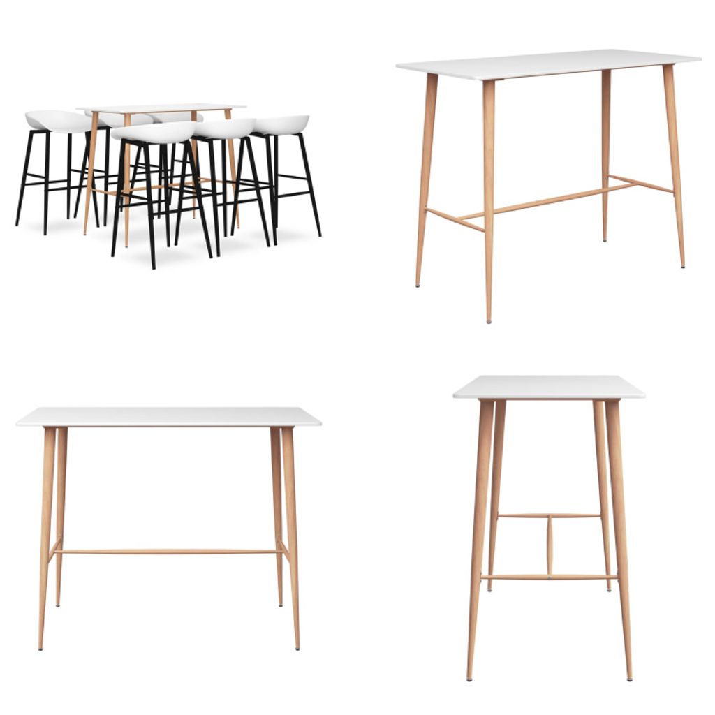vidaXL 7 tlg. Bar Set Weiß - Bar-Set - Bar-Sets - Bartisch Mit Barhocker - Bartische Mit Barhocker
