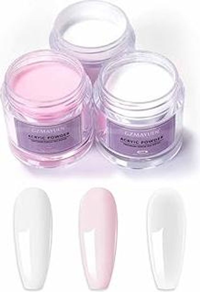GZMAYUEN Acrylpulver für Nägel Acryl Pulver Rosa Weiß Transparent Acryl Powder für Nägel 10g Acryl Nagelset Pulver Acryl Puder für Nägel