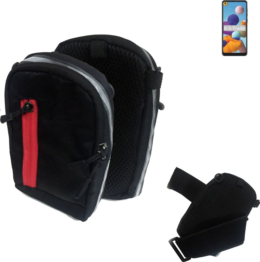 K-S-Trade Outdoor Gürteltasche Holster Umhängetasche kompatibel mit Samsung Galaxy A21 schwarz Handy Tasche Case travelbag Schutz Hülle Handy