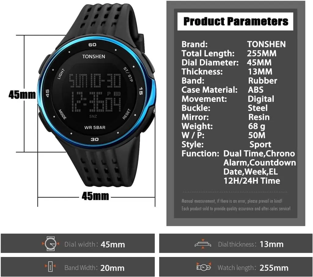 Orologio Digitale Multifunzione LED 50M Waterproof - Tech Sport - 2