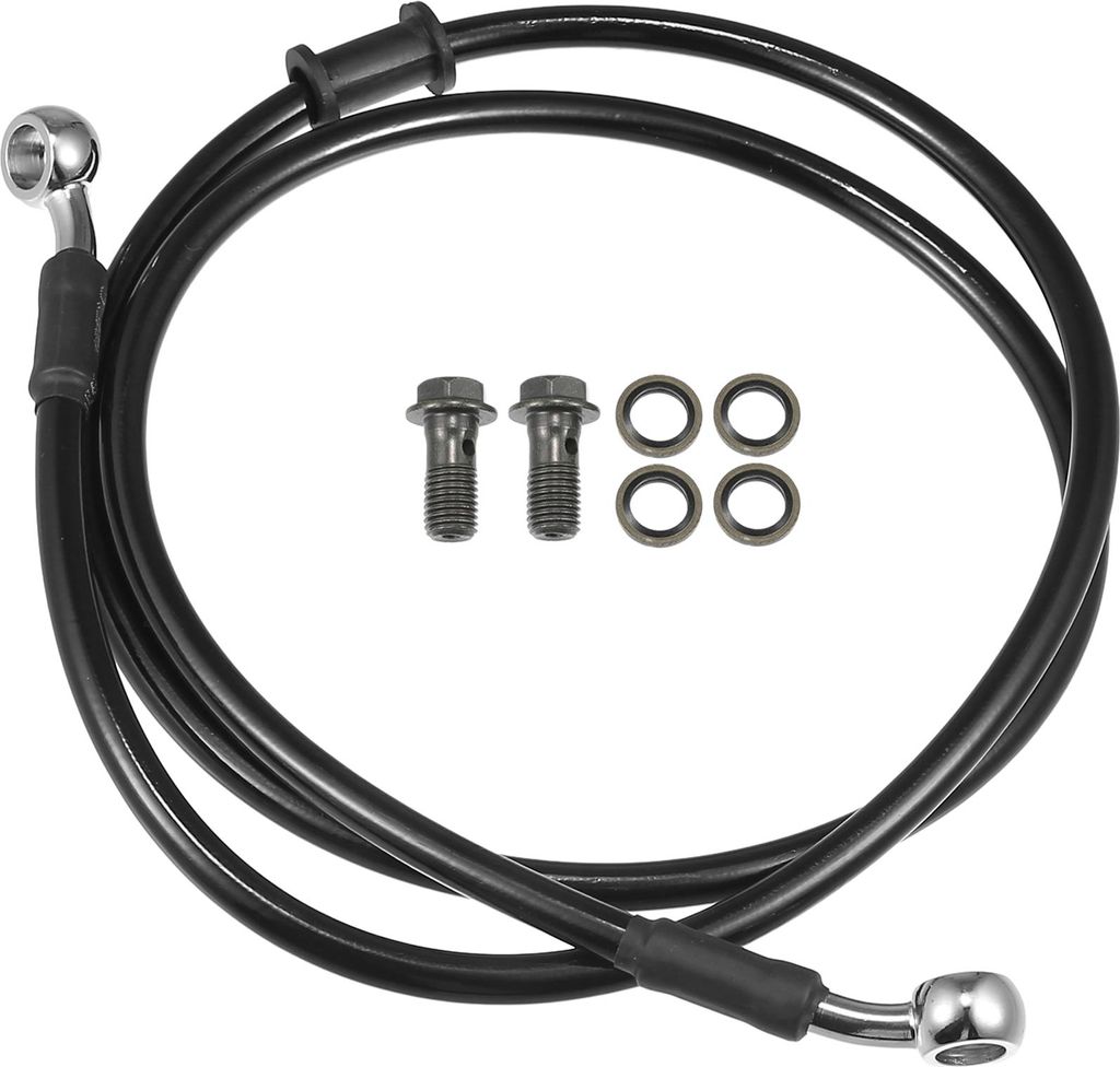 Universaler Bremsleitungsschlauch für Motorrad ATV Dirt Bike Motocross, geflochtene hydraulische Bremsleitung, Ölschlauch, 120 cm, Metall, Schwar...