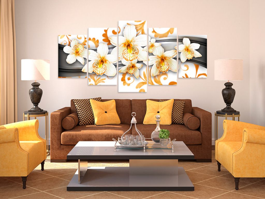 Akustikbild Blumen 200x100 cm Bilder Akustikschaum Hochleistungsschallabsorber Schallschutz Leinwand 5 tlg Wandbild Raumakustik Schalldämmung 0201...