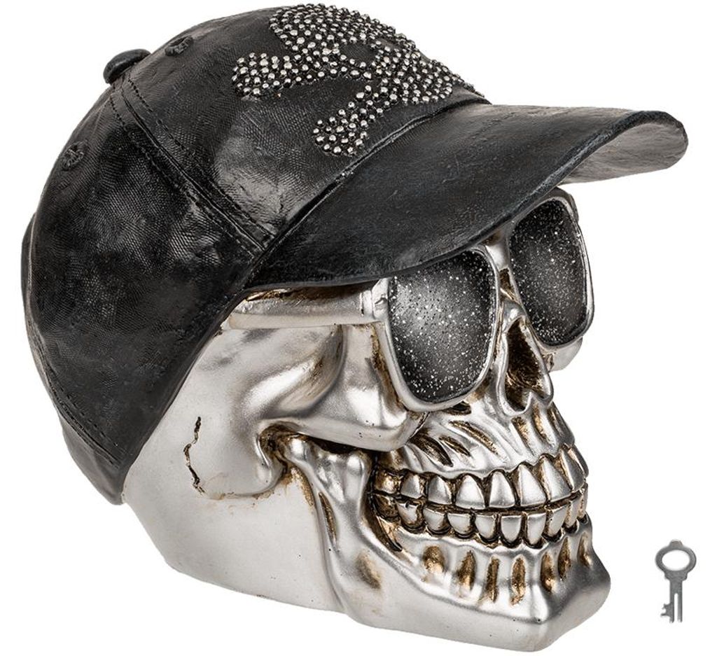 Schedel Spaarpot met Baseballcap Productafbeelding 