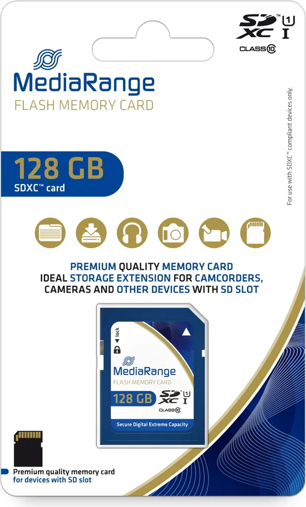 Carte Mémoire SD 128 Go Haute Capacité pour Appareil Photo et Caméscope