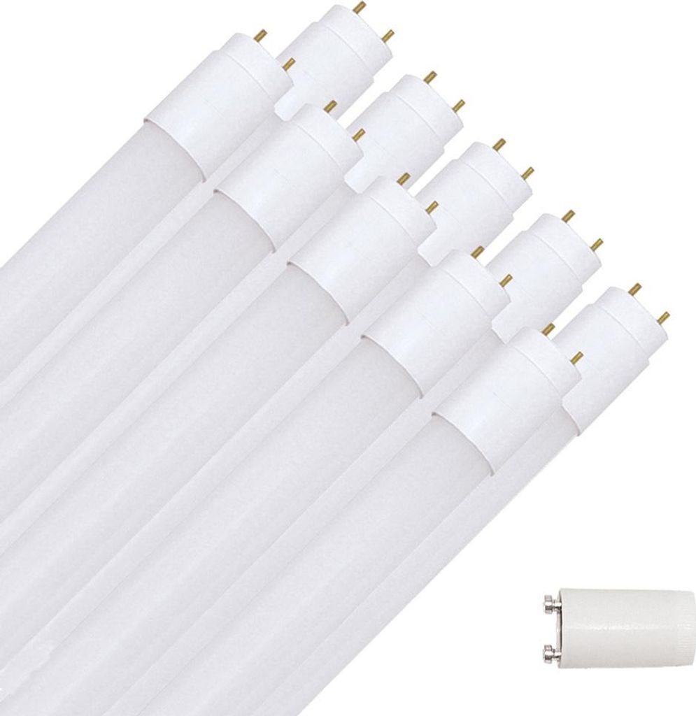 10 x LED Leuchtmittel T8 Röhre 45cm 8W = 15W G13 800lm 865 kaltweiß 6500K Tageslicht mit Starter