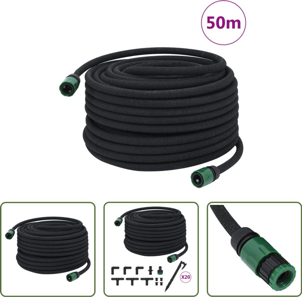 The Living Store Tropfschlauch Schwarz 0,6" 50 m Gummi