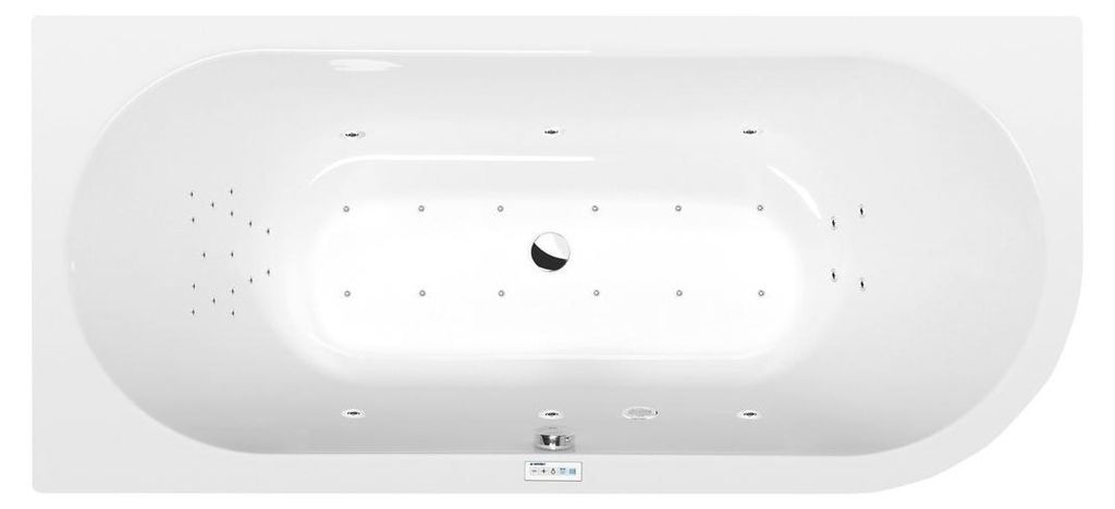 Polysan VIVA L Whirlpool-Badewanne, 175x80x47cm, Highline Hydro-Air, Chrom