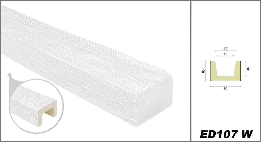 DECO WOOD Deckenbalken modern aus Polyurethane, 2m Länge, Produktbild 