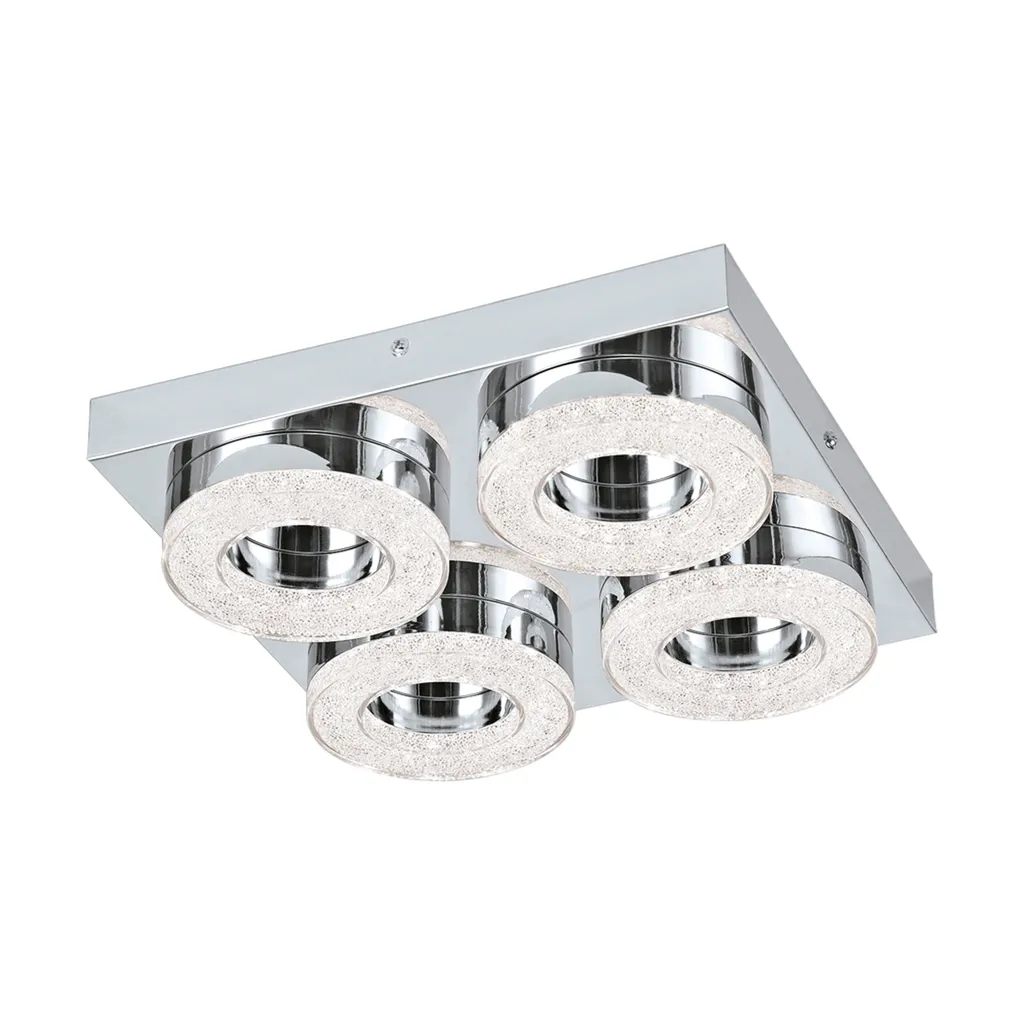 Plafonnier LED Salon et Chambre Eglo Fradelo Chrome 4 Points Lumineux