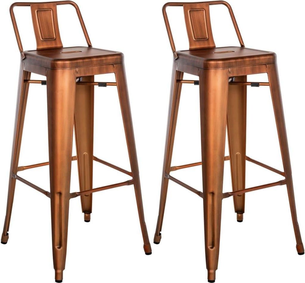 2-teiliges Barhocker-Set - Hohe Hocker - Außergewöhnliche Stabilität | Farbe: Kupfer