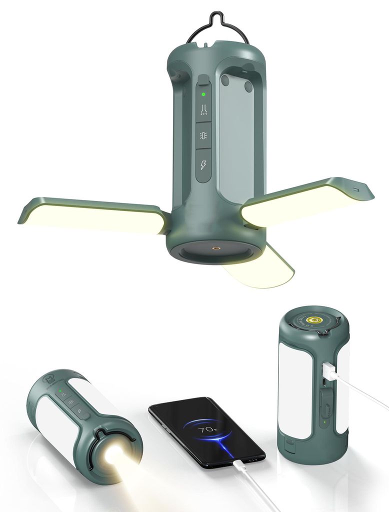 Faltbare Campingleuchte, wiederaufladbare Laterne, 10000 mAh, tragbare Taschenlampe, IP54 wasserdicht, 1/4-Zoll-Schraubadapter, 750 lm, 5 Modi