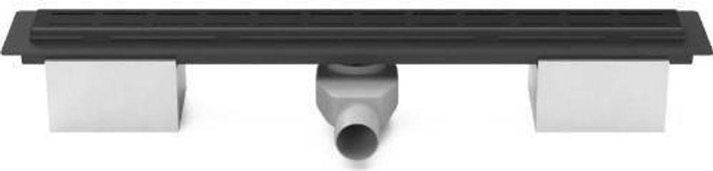 Lineare Kunststoffrinne schwarz 850 mm, line black, mit Seitenablauf D 50 und Drehsiphon