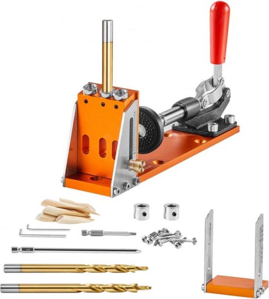 Pocket Hole Jig Kit – Mit Schraubenschlüssel & Vierkant-Bits – Bohrlehre – Ideales Bohrhilfe-Set für Holzarbeiten