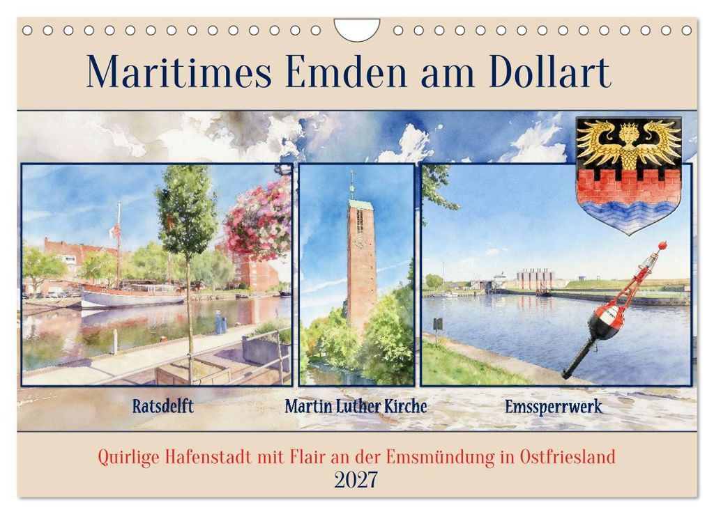 Maritimes Emden am Dollart (Wandkalender 2027 DIN A4 quer), CALVENDO Monatskalender