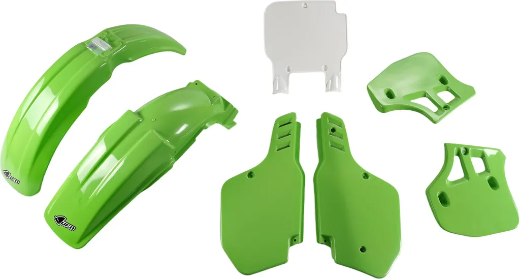 Kit plastique UFO Plast 7 pièces pour Kawasaki KX 500 1989-1992 vert blanc