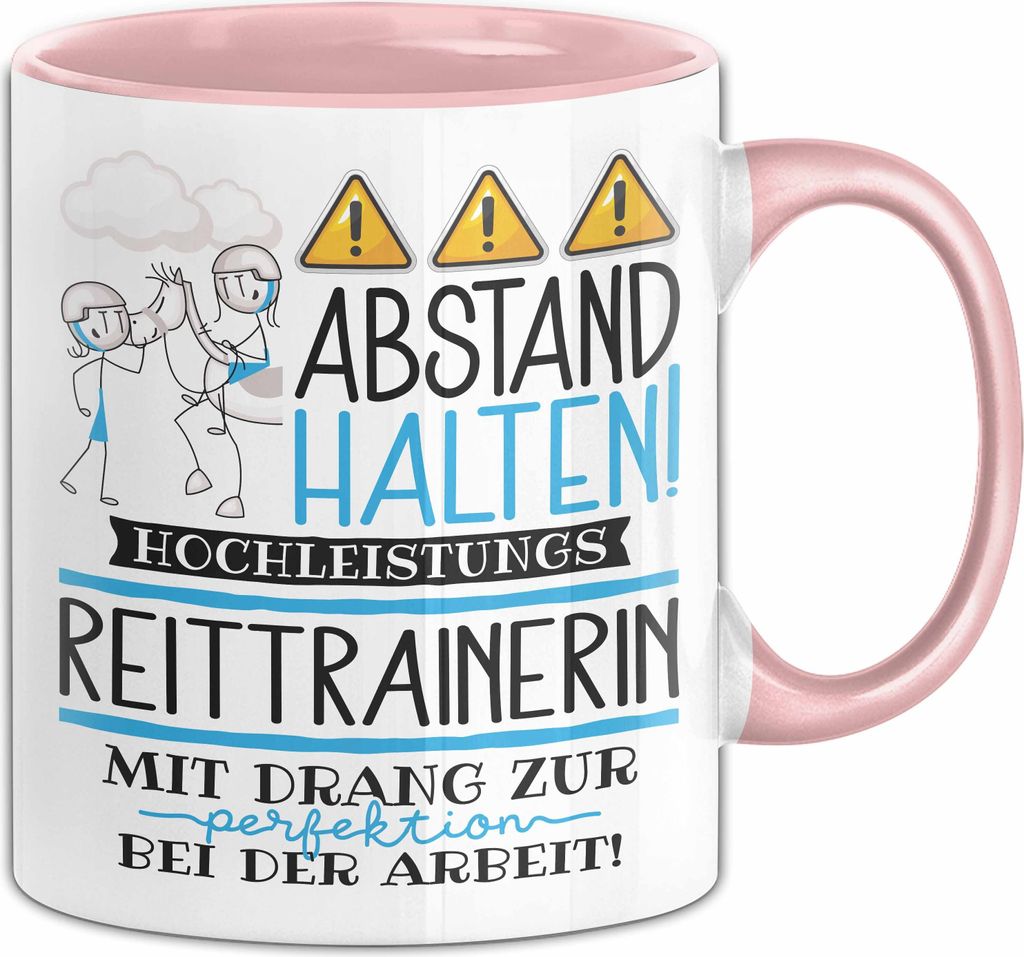 Reittrainerin Tasse Geschenk Lustig Abstand Halten Hochleistungs-Reittrainerin Mit Drang Zur Perfektion Bei Der Arbeit (Rosa)