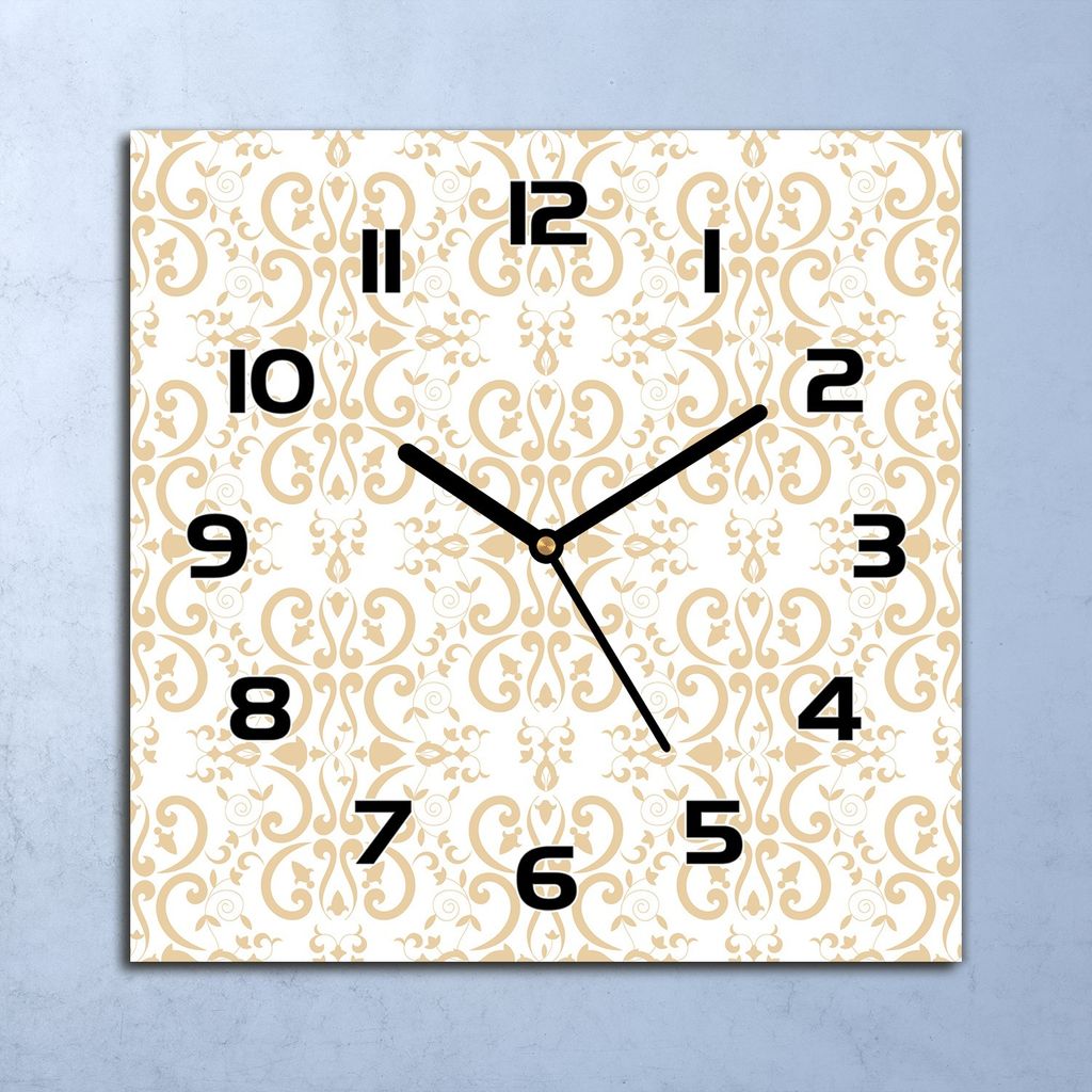 Wanduhr Echt-Glas-Küchenuhr Barock floraler gold Quarz 30x30 Deko Bilder