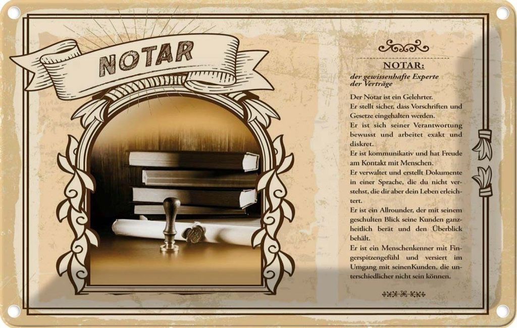 vianmo Blechschild 12x18 cm Notar Beruf Arbeit