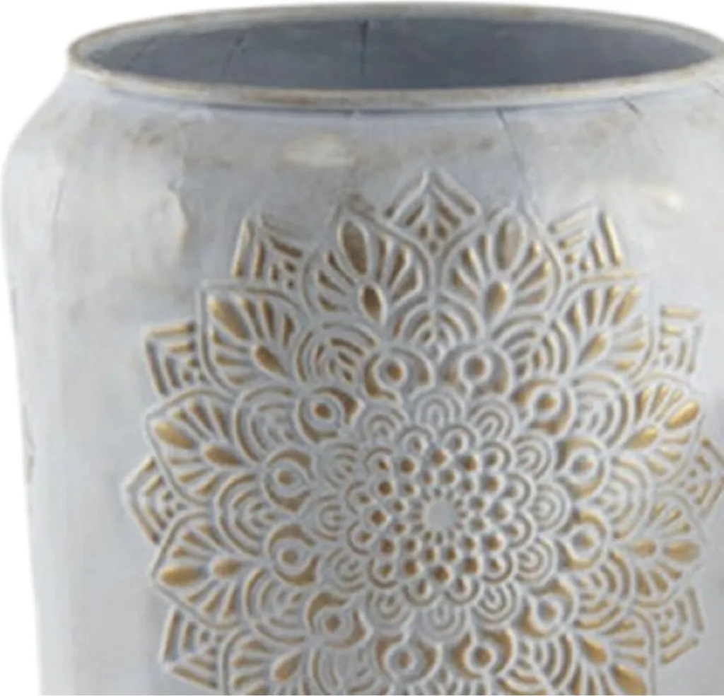 Vase Home ESPRIT Blanc et Or en Métal Style Arabe - Lot de 2 Pièces