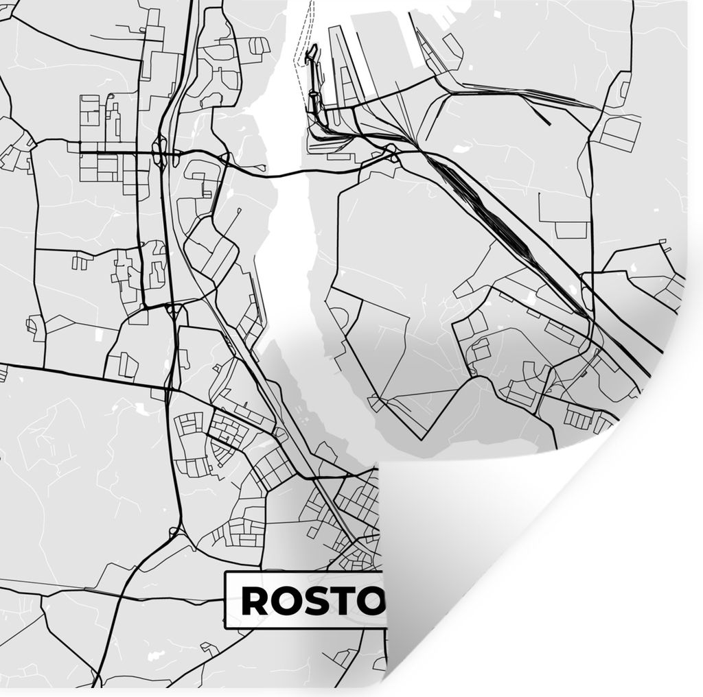 MuchoWow Wandtattoo Wandsticker Wandaufkleber Karte - Rostock - Karte - Deutschland 80x80 cm Selbstklebend und Repositionierbar - Wierderverwendb...