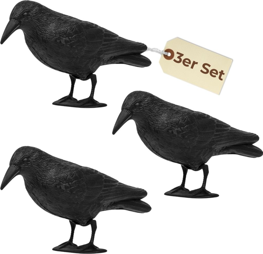 3er Set Taubenabwehr Vogelabwehr Krähe Raben Attrappe Taubenschreck Vogelschreck Vogelabwehr Vogelscheuche Tauben vertreiben Set