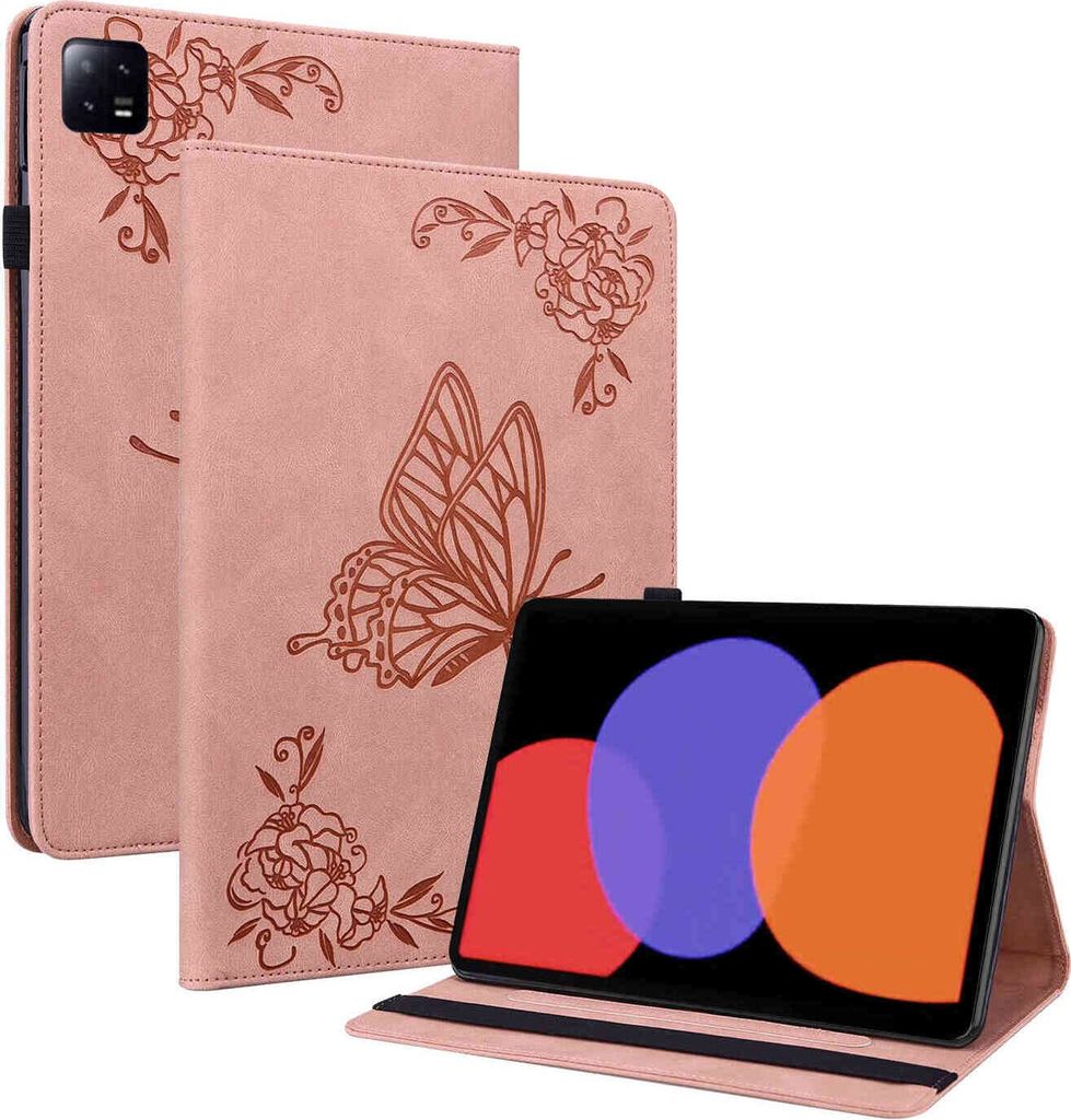 Für Xiaomi Pad 6 / 6 Pro 11 Pink Kunst Leder Hülle Tablet Tasche Schmetterling