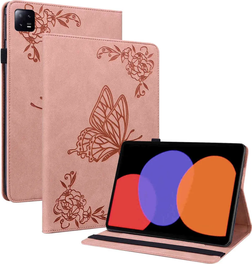 Custodia Protettiva Xiaomi Pad 6 / 6 Pro - Pelle PU Farfalla Rosa
