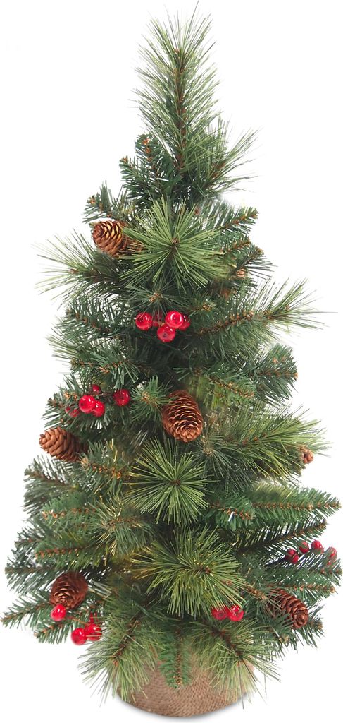 artplants.de Künstlicher Weihnachtsbaum BUKAREST, geschmückt, 80 Zweige, 60cm, Ø 35cm - Kunst Tannenbaum - Deko Christbaum