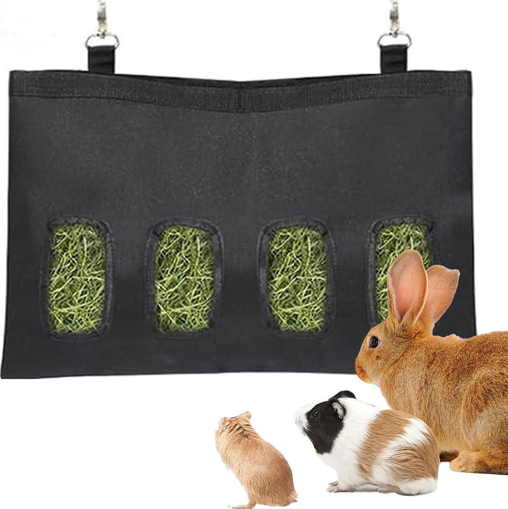 Heu-Futtertasche für Kaninchen, Meerschweinchen, zum Aufhängen, Heuraufe, Futterkrippe, Spender, Aufbewahrungstasche für Kleintiere, Futter für...