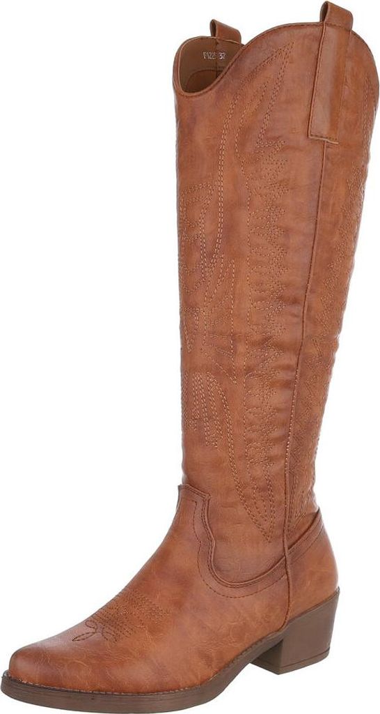 Ital-Design Damen Stiefel Lederoptik Western- & Bikerstiefel 90152854 Camel Gr. 39