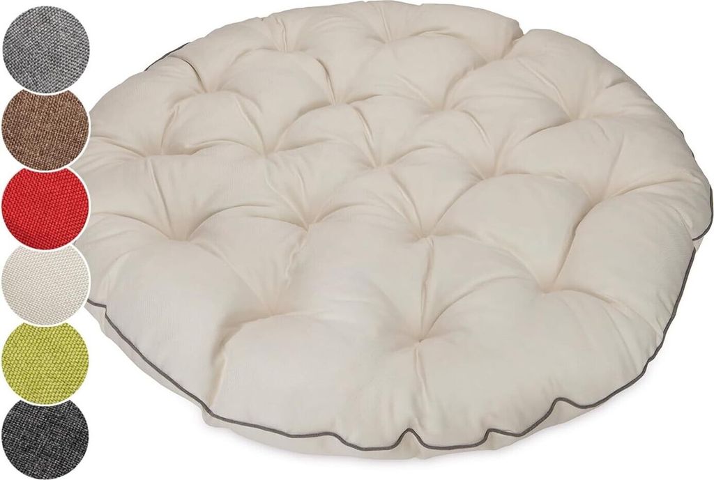 sunnypillow Polster für Papasansessel | rund Durchmesser 120 cm Dicke 15cm | UV - beständig wasserdicht Outdoor/Indoor | Ecru