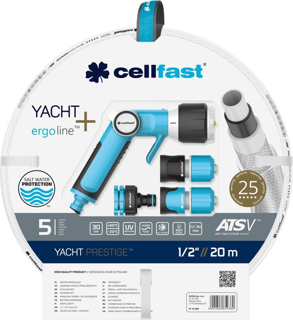 Cellfast Yacht PVC Schlauch Set mit Armaturen 20 m Ø 12,5 mm dehnbar