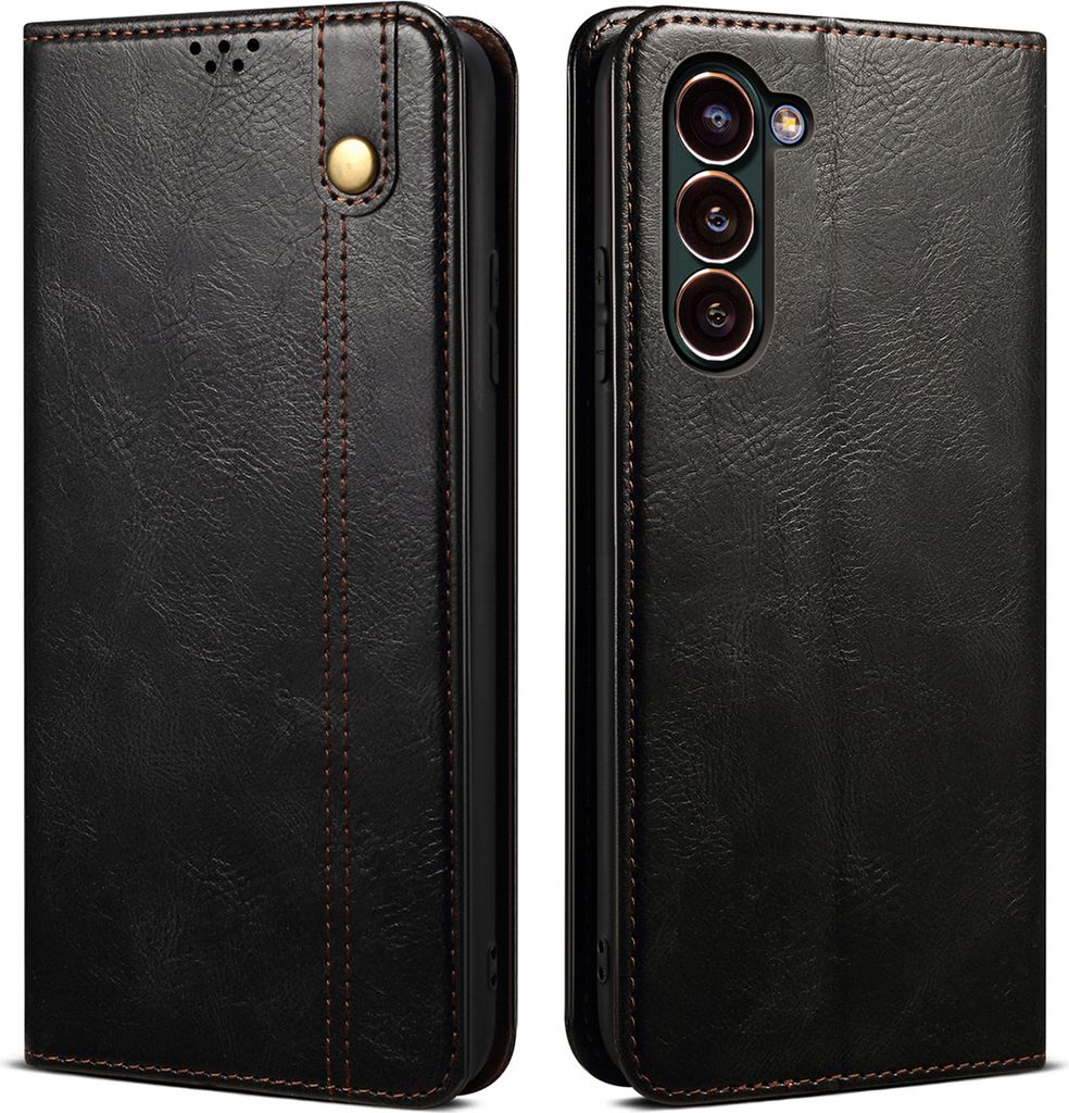 Galaxy S23 Hülle, Leder Flip Brieftasche Schutzhülle für Samsung Galaxy S23 Schwarz