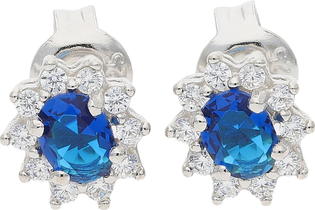 Juwelmalux Ohrstecker 925 Silber mit synth. Saphir und Zirkonia JL10-06-0550