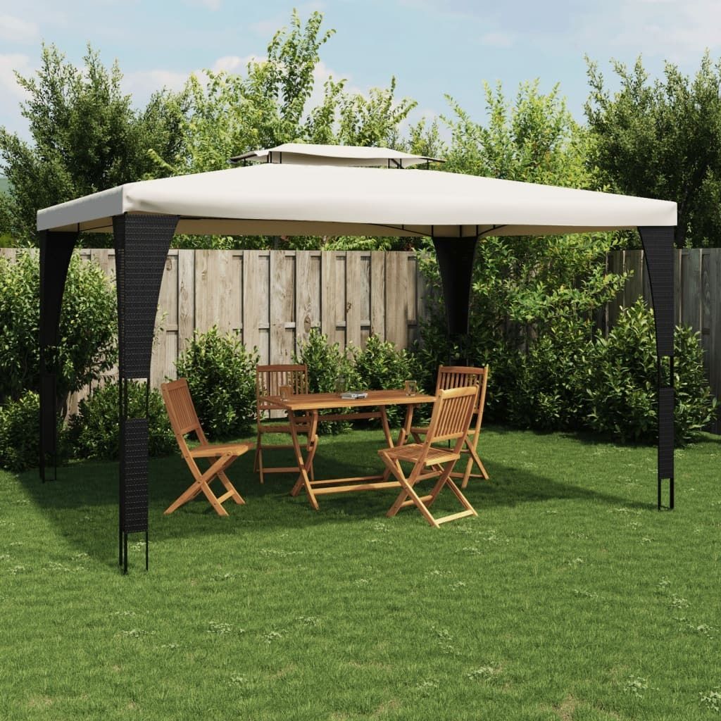 BEI CLORIS Pavillon mit Doppeldach Creme 3,98x2,98 m Stahl - Pavillons & Partyzelte Neu2899610 1parcel