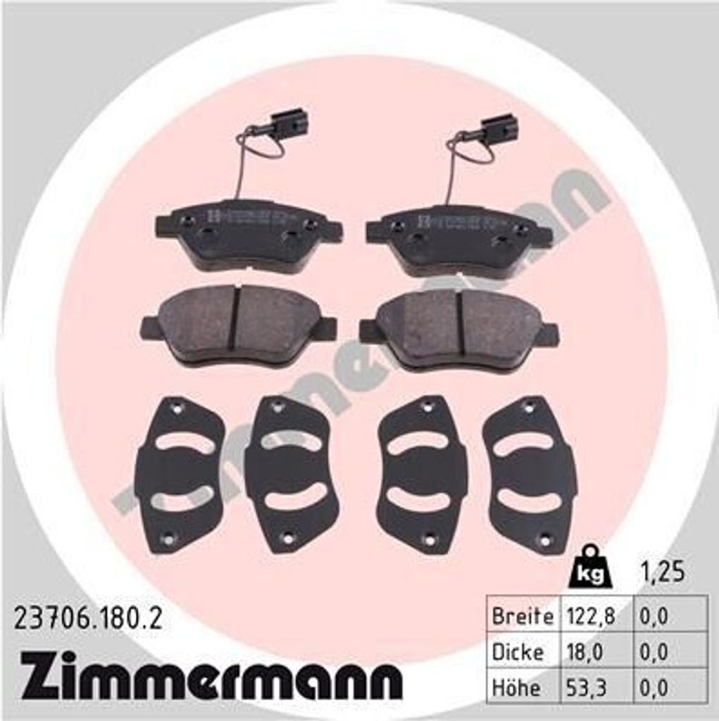 ZIMMERMANN Bremsbeläge Satz Vorne Bremsklötze für FIAT Produktbild 