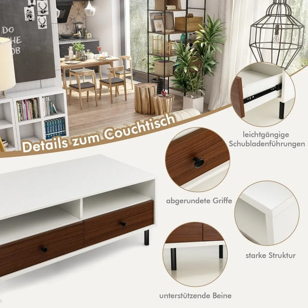 Table basse de salon avec étagères pour rangement magazines 95 cm - 4