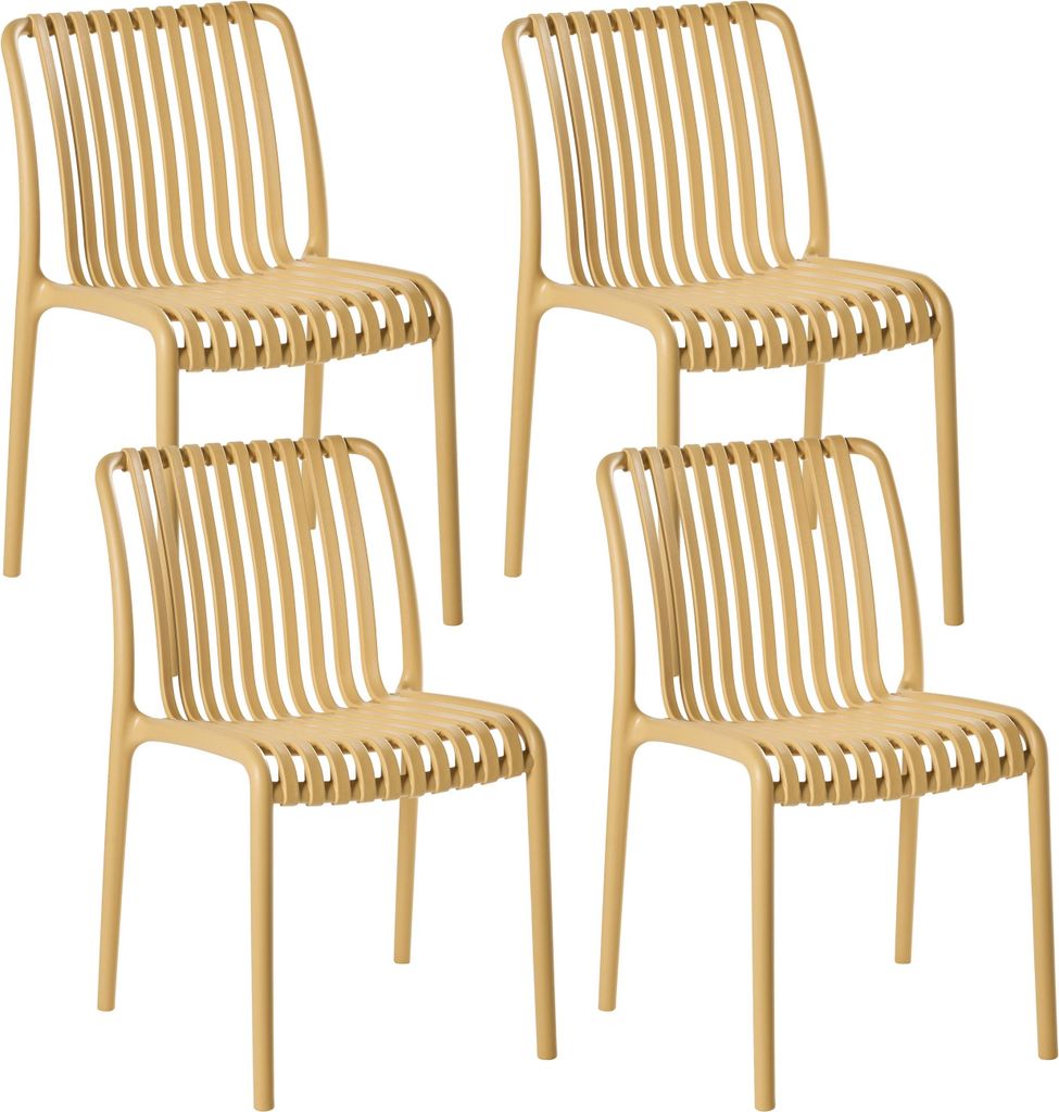 BELIANI Esszimmerstuhl 4er Set Senfgelb Kunststoff Stapelbar ohne Armlehnen Modernes Design Indoor & Outdoor Stuhlset Plastikstuhl Kunststoffstuhl
