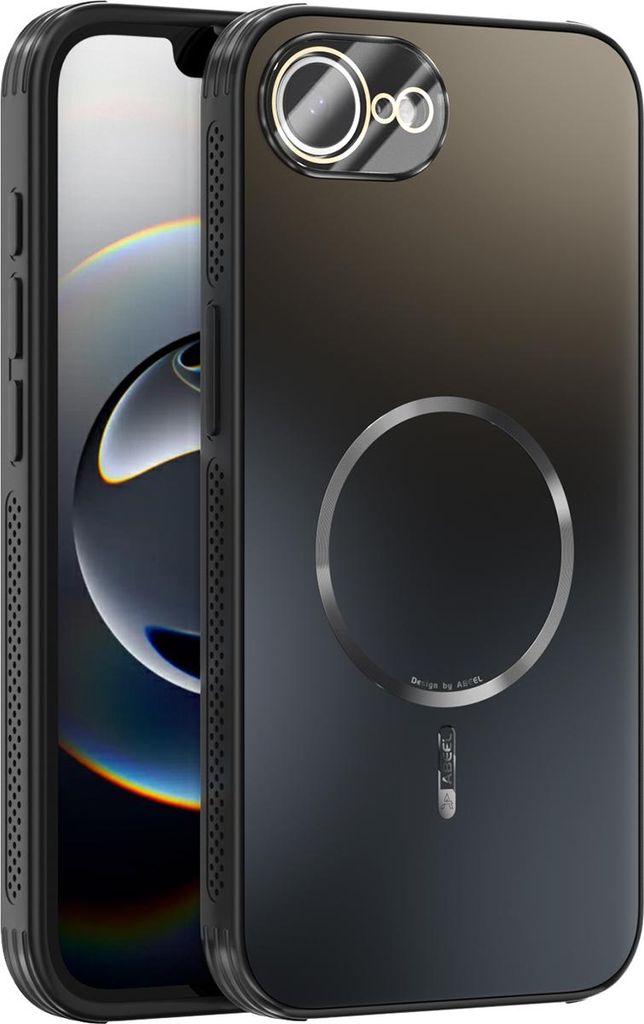 Matte PC TPU Hülle für iPhone 16e/iPhone 17e Magnetische Handyhülle mit Linsenabdeckung und Wärmeableitung Stoßstange Schwarz