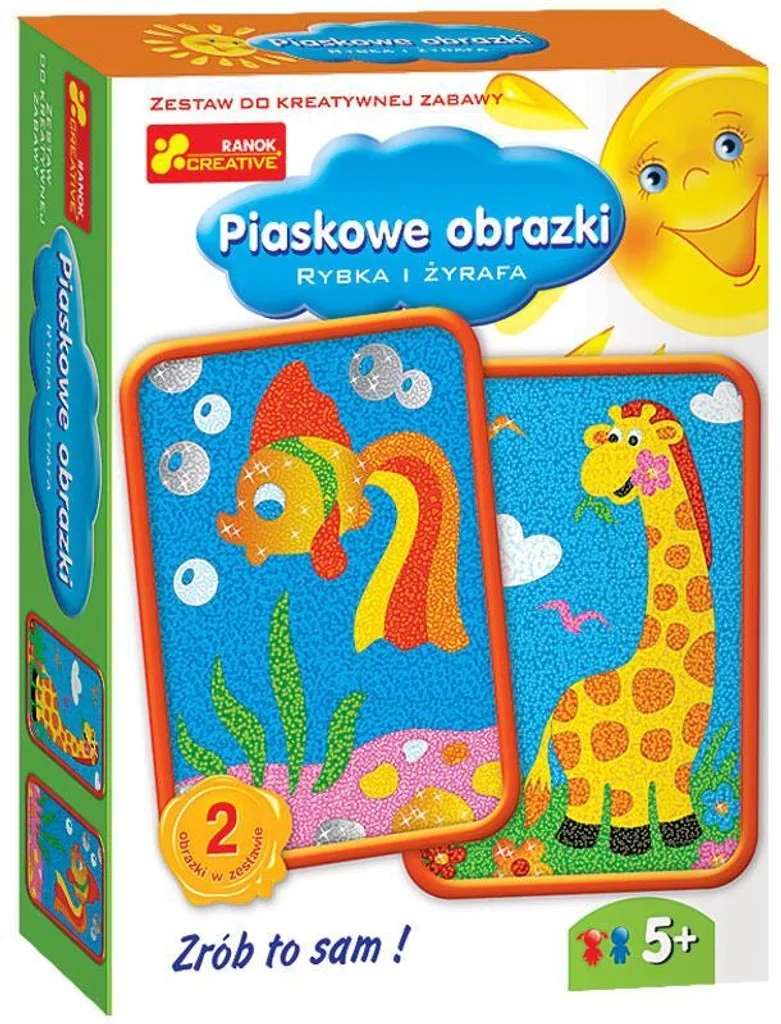Kit de sable coloré Poisson et Girafe - Activité manuelle sans colle
