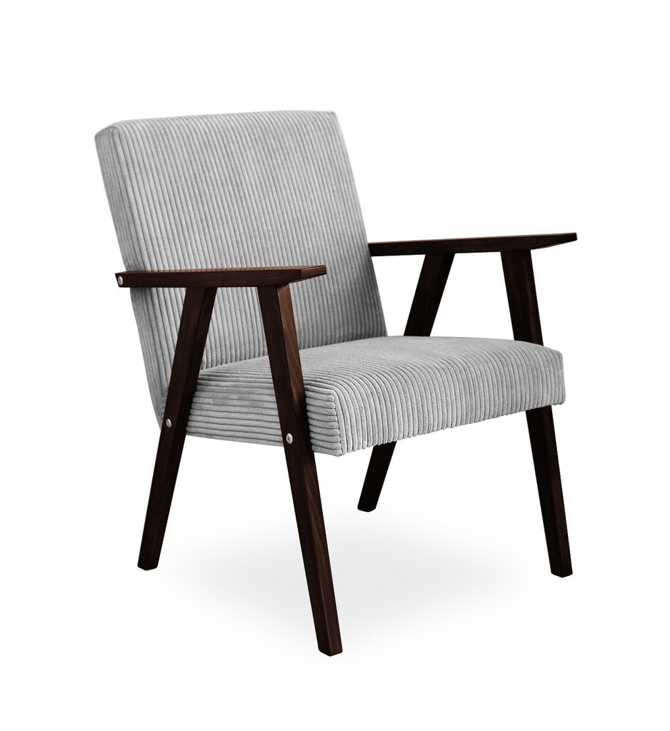 Bettso Sessel Gepolsterter Cocktailsessel LISEK Hellgrau Beine in Schwarz