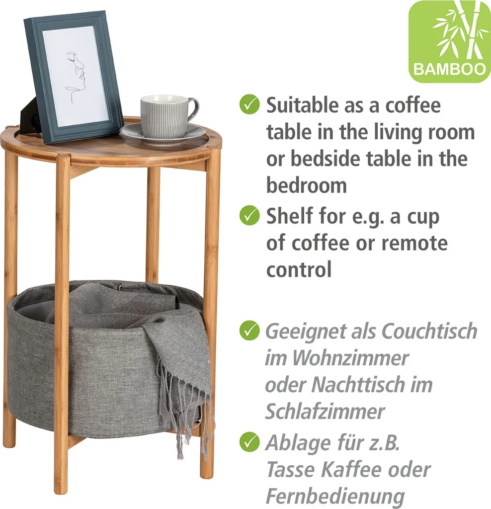 Table d'appoint WENKO Bahari en bambou, support idéal pour ordinateur - 3