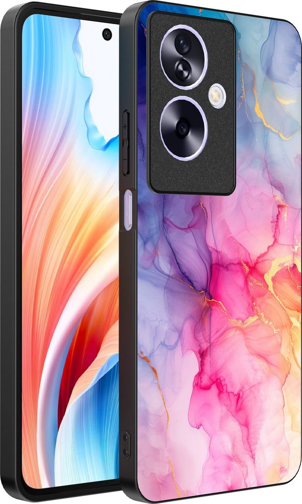 Smartphonica Handytasche Passend für Oppo A2 - Oppo A79 mit Marmordruck - TPU Rückendeckung Fall Marmor Design - Regenbogen