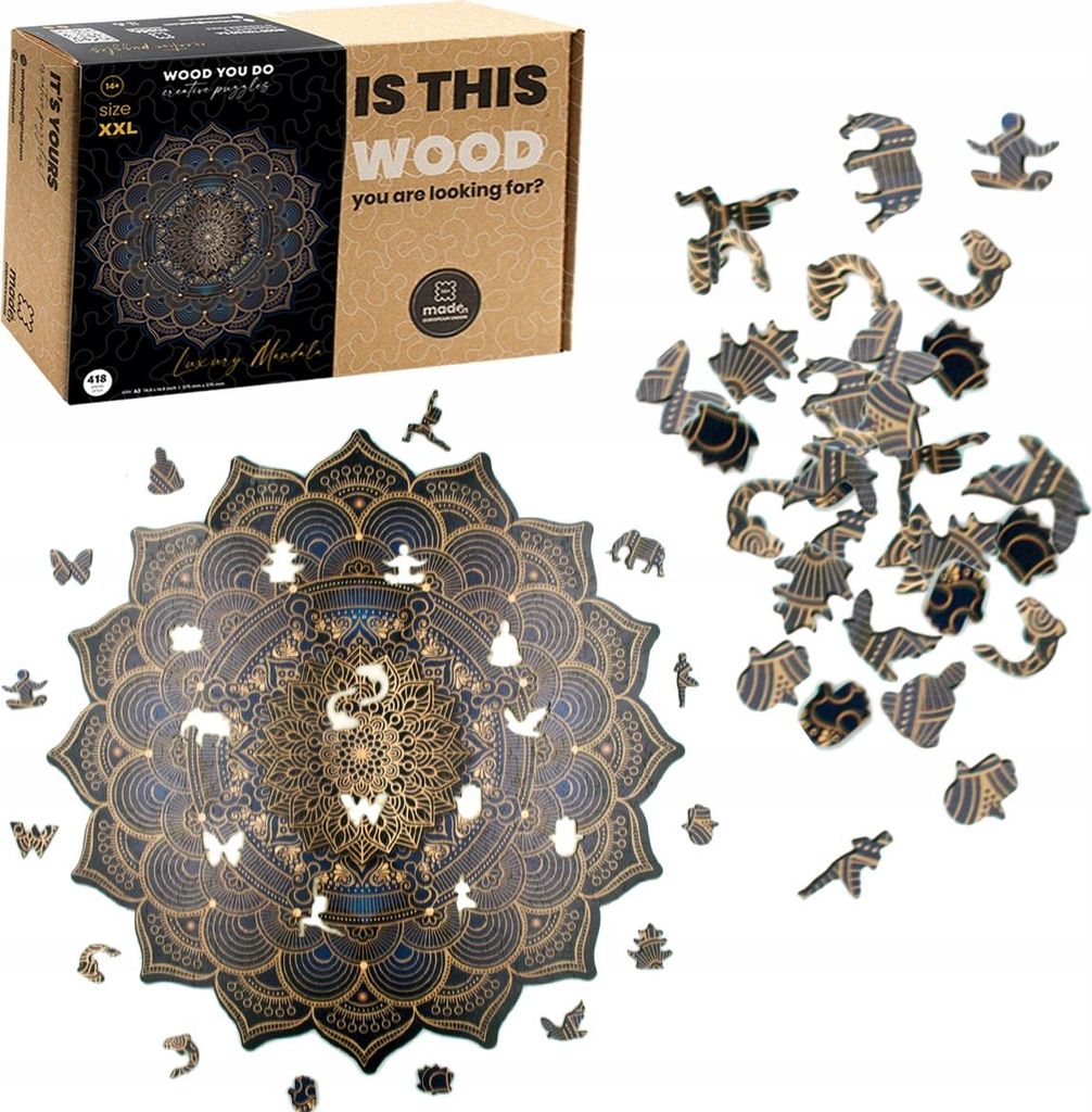 PUZZLE DREWNIANE MANDALA w pudełku 418 elementów A2 na Zdjęcie produktu 