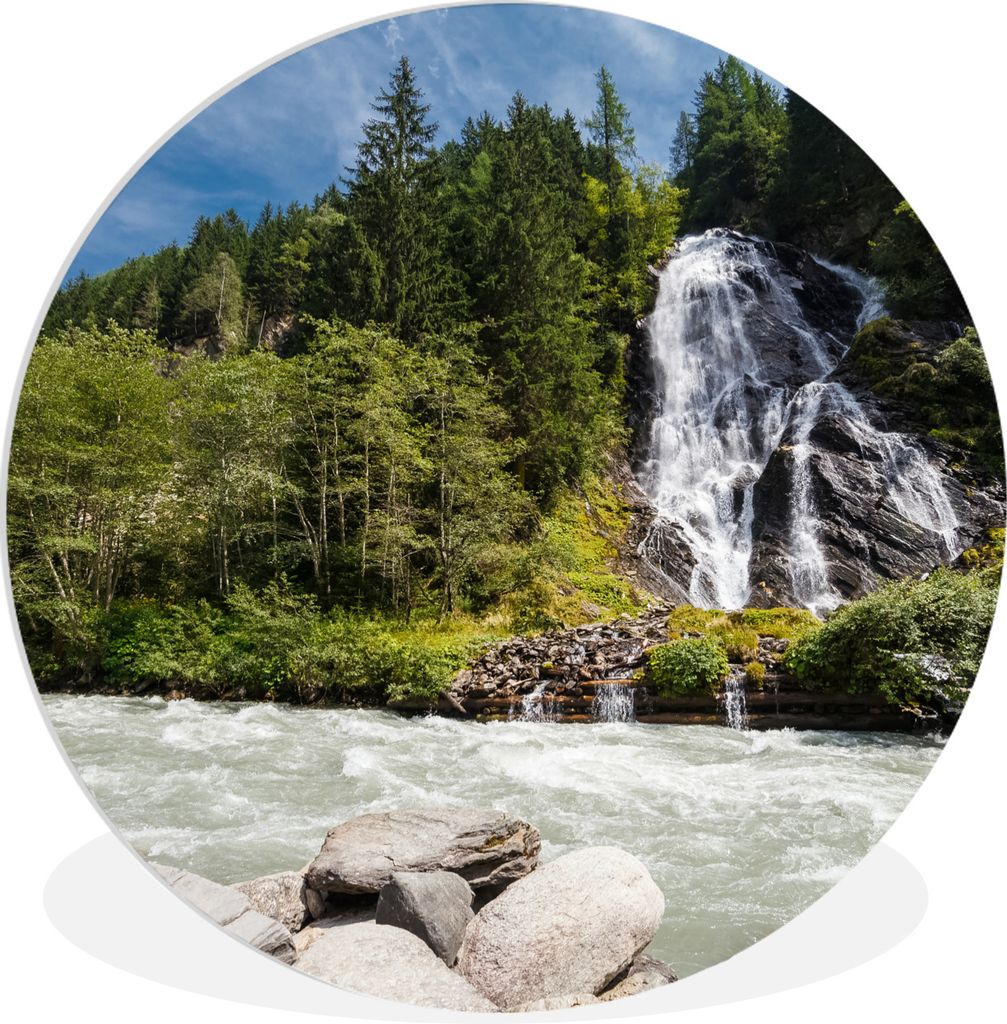 MuchoWow Rundes Wandbild - Runde Bilder Wasserfall am Großglockner in Österreich Ø 90 cm Kreis Wanddekoration Kunststoff - Wandkreis - Wandsch...