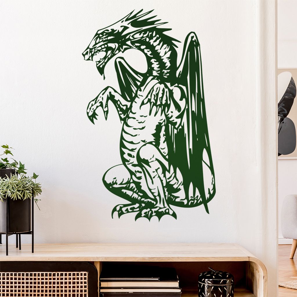 Drachen Wandtattoo in 6 Größen - Wandaufkleber Wall Sticker - Dekoration, Küche, Wohnzimmer, Schlafzimmer, Badezimmer